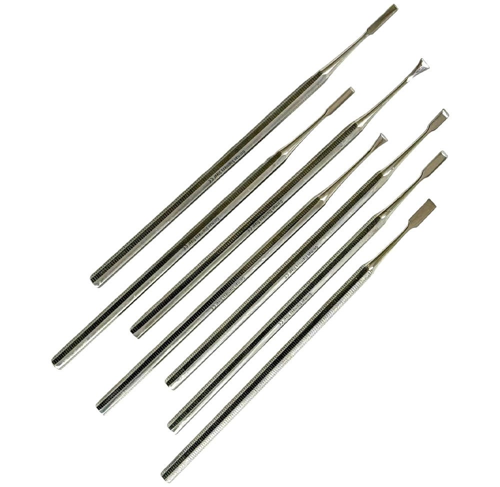 7 pack precision mini chisel tools – stainless steel one piece construction for wood, soap & small surgical use