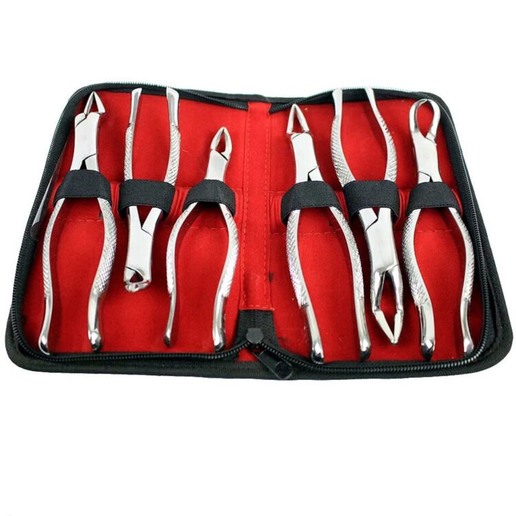 best quality 6 piece tooth extraction forceps set – english pattern dental surgical instruments with case